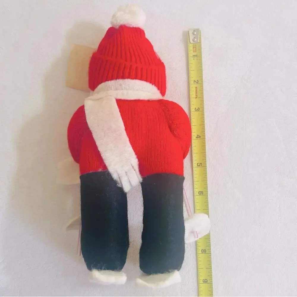 Vtg 1980 JoAnn Crafts Handmade Gnome Christmas Santa Skiing Christmas Ornament